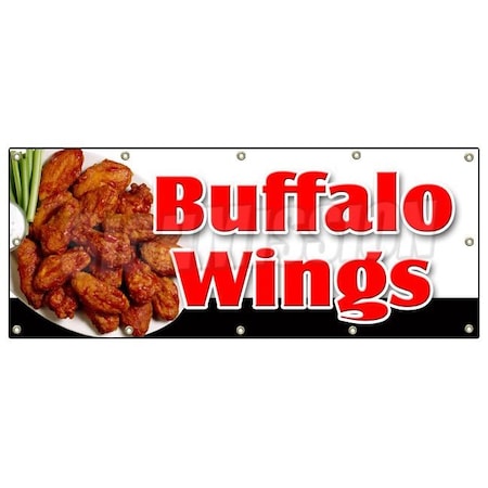 Signmission BUFFALO WINGS BANNER SIGN hot wings spicy bone wing sauce deep fried B-120 Buffalo Wings